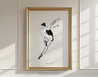 Minimalist Ballerina Line Art Print: Elegant Dance Studio Decor (Digital Download)