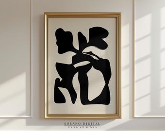 Abstract Black Shapes Print: Mid-Century Modern Geometric Art (Digital Download)