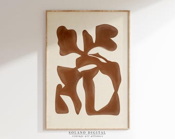 Burnt Orange Abstract Art Print: Terracotta Organic Shapes (Digital Download)