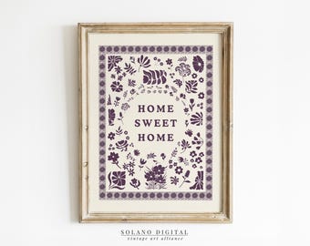 Home Sweet Home Vintage Floral Print: Cottagecore Kitchen Decor (Digital Download)