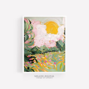 California Poppy Abstract Field Painting Wildflower Landscape Wall Art Print Colorful Floral Scenery Digital Download Flower Meadow Print