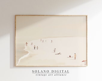 Minimal Beach Art Print Swimming Minimalist Artwork Apartment Decor Vintage Bathroom Printable Trendy Minimal Art Print Beach House Decor