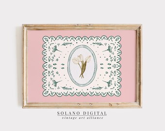 White Tulips Floral Wall Art - Vintage Style Grandmillennial Printable Decor