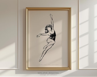Ballerina Line Art Print: Minimalist Ballet Dancer Poster (Digital Download)