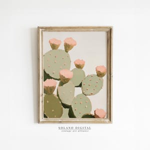 Desert Cactus Print Western Aesthetic Trendy Soft Pink Girly Printable Wall Art Boho Room Decor Vintage Cactus Poster Digital Download Art
