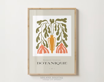 Botanical Vase Art Print: Modern Abstract Floral Illustration (Digital Download)