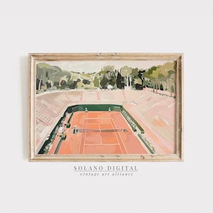Tennis Court Painting Roland Garros Poster Tennis Stadium Art Print Tennis Lovers Gifts Tennis Wall Art Downloadable Art Tennis Art 304