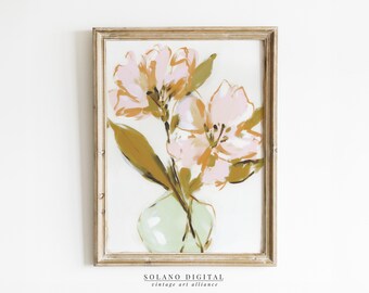 Blush Pink Floral Art Print: Southern Botanical Decor (Digital Download