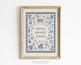 Home Sweet Home Floral Print: Vintage Cottagecore Wall Art (Digital Download)