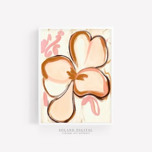 Abstract Floral Printable Art | Blush Pink Flower Wall Art | Modern Boho Botanical Print | Digital Download Art for Bedroom or Nursery