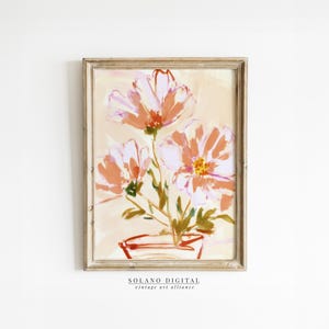 Peach Floral Printable Art, Soft Pink Wildflowers Digital Download, Southern Wall Decor, Cottagecore Botanical Print, Pastel Flower Art