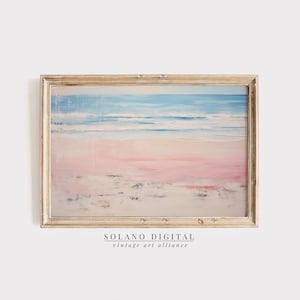 Abstract Coastal Painting PRINTABLE Wall Art Vintage Beach Print DOWNLOADABLE Girly Apartment Decor Seascape Print Pink Blue Abstract Art