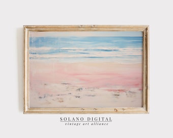 Abstract Coastal Painting PRINTABLE Wall Art Vintage Beach Print DOWNLOADABLE Girly Apartment Decor Seascape Print Pink Blue Abstract Art