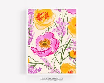 Peonies Floral Wall Decor Peonies Painting Peony Wall Art Pink Floral Painting Digital Download Peony Artwork Printable Peony Illustration