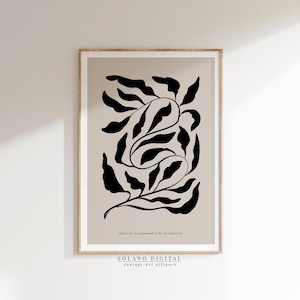 Botanical Minimalist Wall Art | Printable Plant Line Drawing Poster | Neutral Digital Art | Abstract Nature Print for Modern Home Decor
