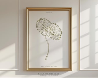 Minimalist Floral Line Art Print: Modern Boho Decor (Digital Download)
