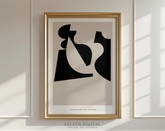 Black Geometric Abstract Art Print: Minimalist Modern Home Decor (Digital Download)