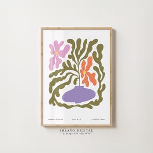 Abstract Floral Vase Art – Modern Botanical Wall Art Print – Boho Printable Poster – Minimalist Flower Illustration – Digital Download Decor