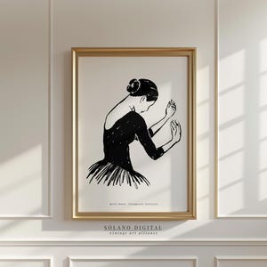 Ballet Dancer Printable Wall Art, Black and White Line Drawing, Minimalist Dance Poster, Digital Download Ballerina Illustration