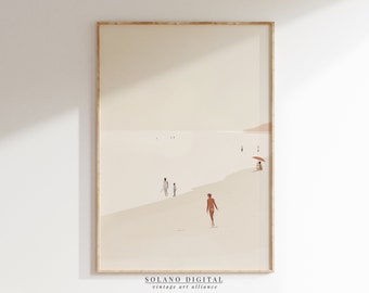 Minimal Beach Art Print Swimming Minimalist Artwork Apartment Decor Vintage Bathroom Printable Trendy Minimal Art Print Beach House Decor
