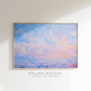 Abstract Coastal Painting PRINTABLE Wall Art Vintage Beach Print DOWNLOADABLE Girly Apartment Decor Seascape Print Pink Blue Abstract Art