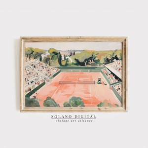 Tennis Court Painting Roland Garros Poster Tennis Stadium Art Print Tennis Lovers Gifts Tennis Wall Art Downloadable Art Tennis Art 305