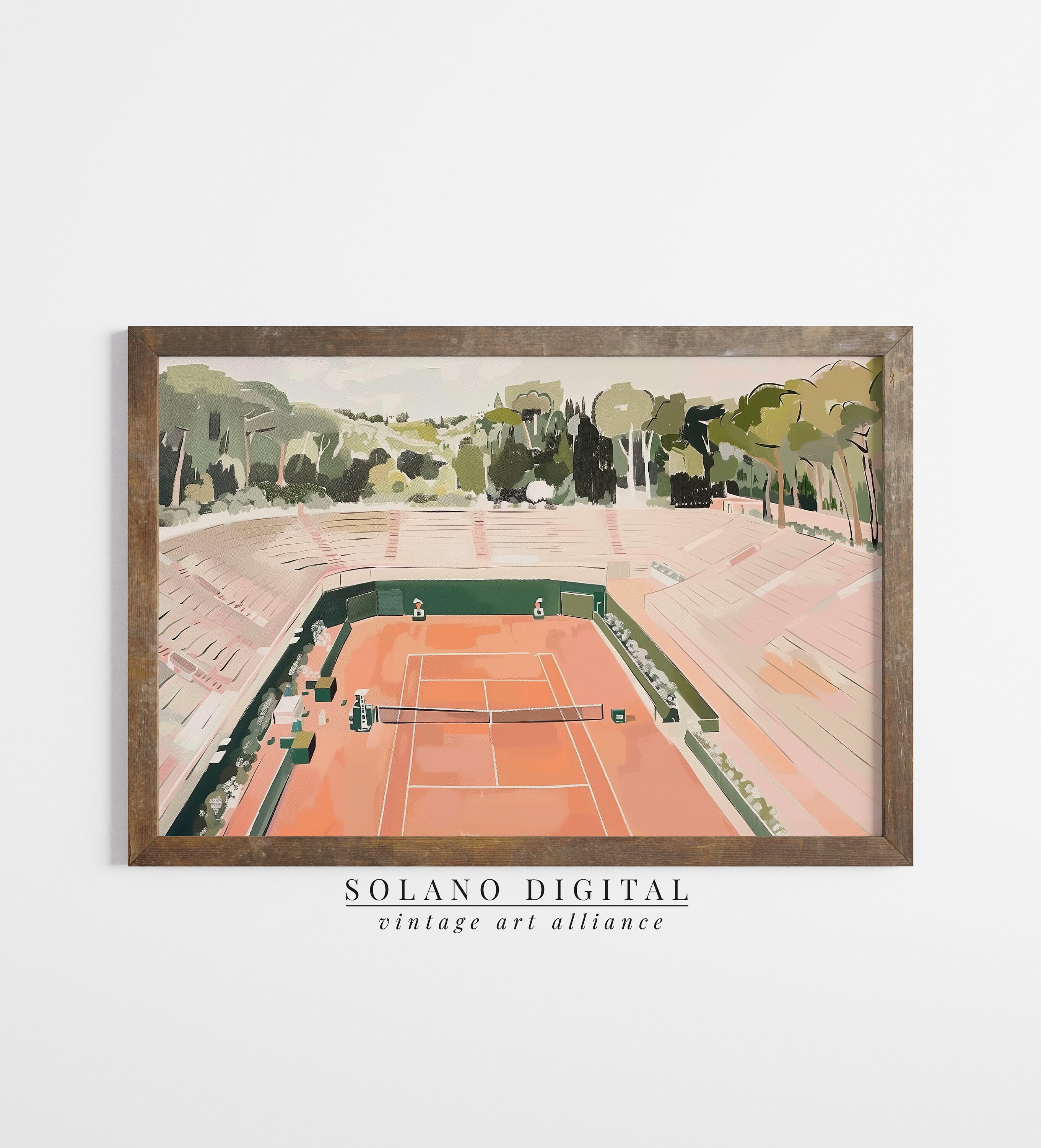Tennis Court Art Print: Vintage Style (digital Download) - Etsy
