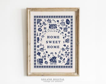 Home Sweet Home Floral Print: Vintage Cottage Kitchen Decor (Digital Download)