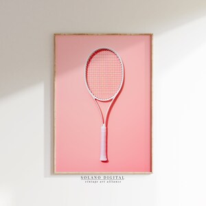 Pink Tennis Racket Art Tennis Racket Wall Art Tennis Painting Tennis Art Tennis Wall Art Tennis Decor Tennis Player Gift For Her Pink Art