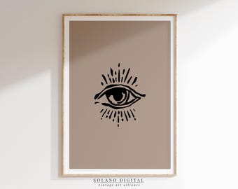 Mystic Eye Print: Boho Minimalist Hand Drawn Vision Art (Digital Download)