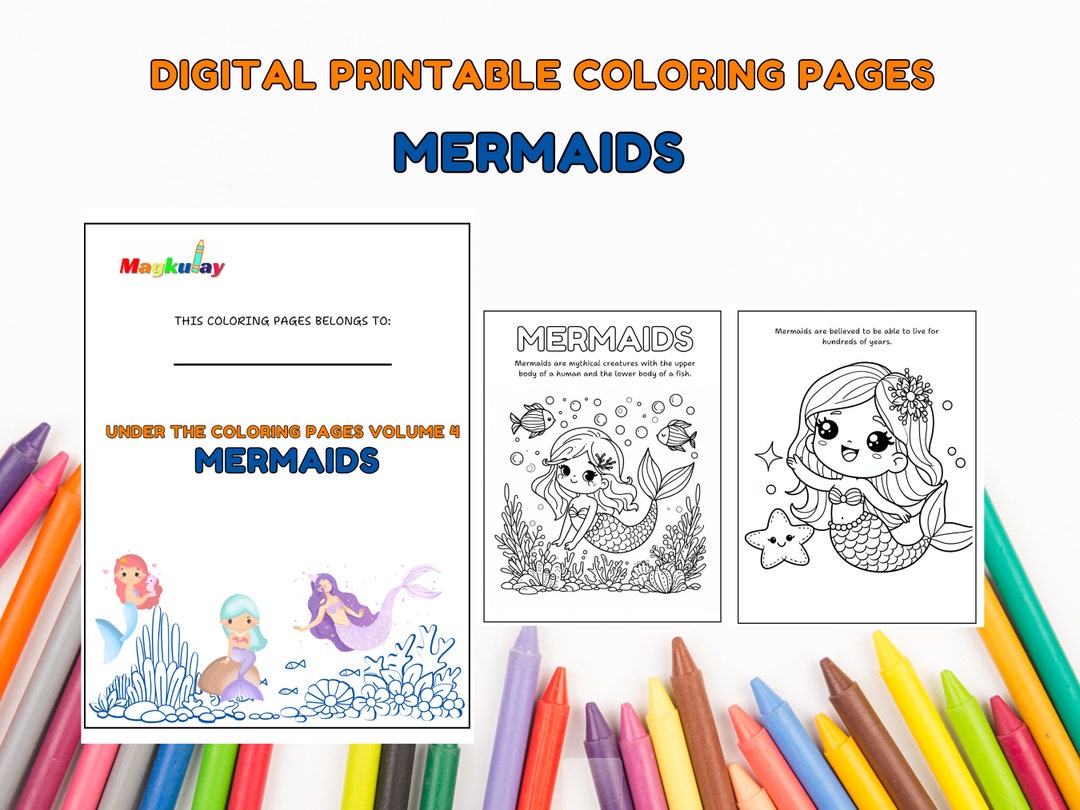 30 Mermaid Coloring Page With Mermaid Trivia Under the Sea Printable ...
