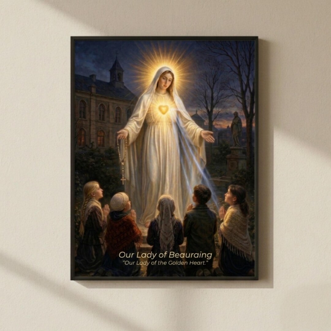 Our Lady of Beauraing Catholic Art, Golden Heart Virgin Mary Christian ...