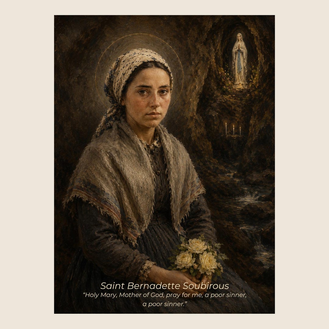 Saint Bernadette Art Print - Our Lady of Lourdes Catholic Art (digital ...