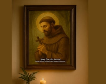 Saint Francis of Assisi Portrait Art Print: Catholic Home Decor (Digital Download)