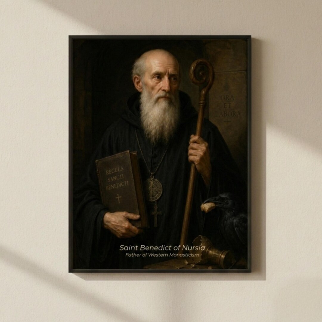 Saint Benedict of Nursia Art Print - Patron of Europe - Vintage ...