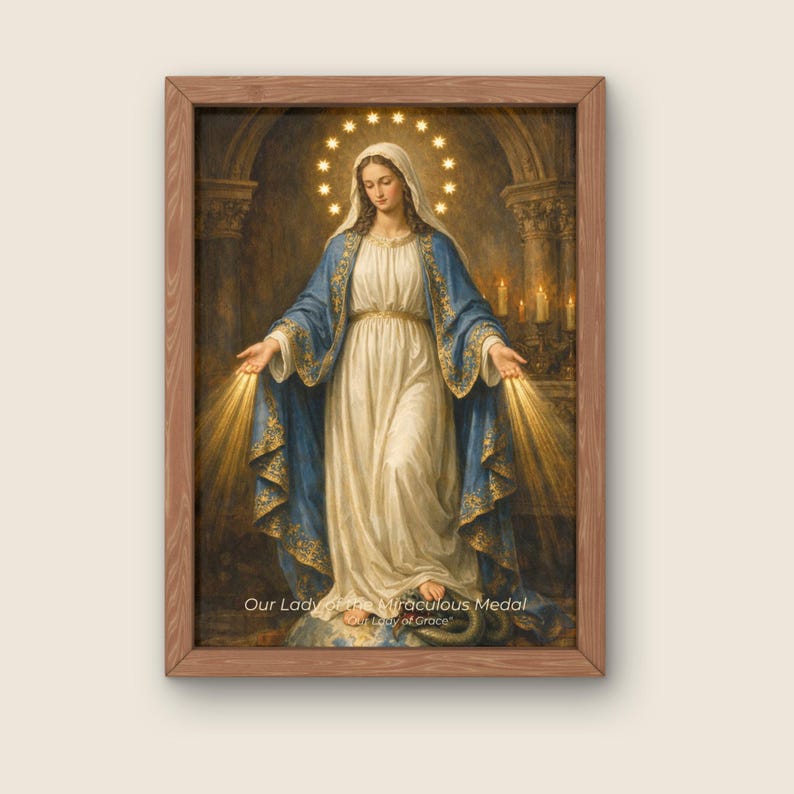 Our Lady of the Miraculous Medal Wall Art, Immaculate Conception Print ...