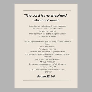 Psalm 23 Wall Art - The Lord is my Shepherd Printable - Minimalist Scripture Print (Digital Download)