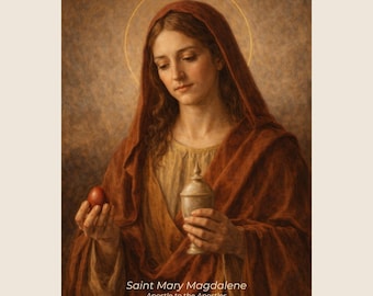 Saint Mary Magdalene Oil Painting Portrait - Vintage Catholic Wall Art (Digital Download)