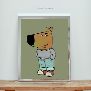 Design personalizzabile per la decorazione della parete con meme "Chill Guy", regalo per la casa per lui, divertente arte murale, poster moderno e minimalista, poster divertente "Chill Guy"