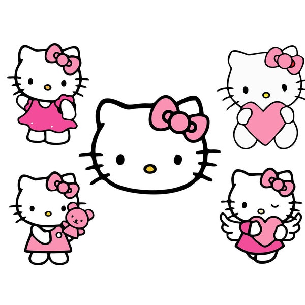 Kawaii Kitty Svg, Kawaii Kitty Svg Bundle, Cute Cat Svg, Kitty Svg, Kawaii Kitty Clipart, Kawaii Kitty Svg