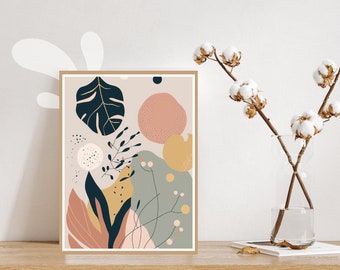 Boho Leaf Art Print: Botanical Wall Decor (Digital Download)