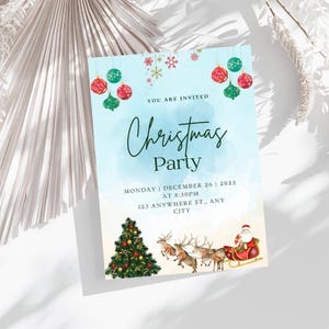 カスタムクリスマス招待状 - 2024年のクリスマスパーティー、メリークリスマスのお祝い、お祭りの集まりにぴったりのホリデーグリーティングカード