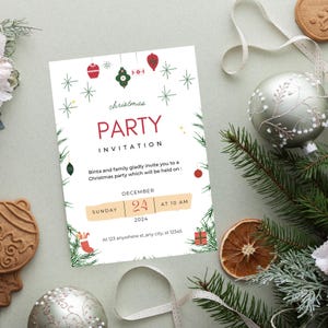クリスマスパーティー招待状 - ホリデーパーティー招待状、クリスマスパーティー 2024、とても楽しいクリスマスパーティー、クリスマスパーティー招待状、冬のカード