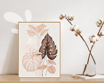 Botaniskt lövskuggtryck: Modern bohemisk heminredning (digital nedladdning)