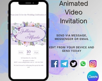 Faire-part de mariage animé carte d'embarquement - modèle vidéo, modèle numérique de faire-part de mariage à destination, faire-part de mariage voyage à l'étranger