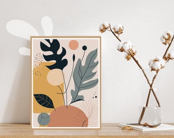 Boho Leafy Wall Art: Tropical Botanical Print Set (Digital Download)