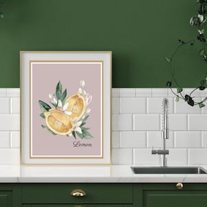 Citrus Kitchen Wall Art- Set of 3 Orange and Lemon Prints, Printable Home Decor, Instant Download, Kitchen Wall Decor, Lemon Tree Painting