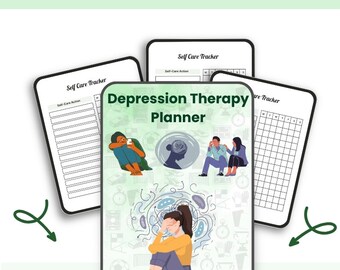 Planificateur de thérapie de la dépression - Bien-être et soins personnels, suivi de l'humeur (imprimable)