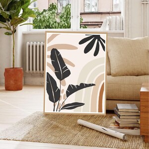 Rustic Bohemian Leaf Illustrations- Printable Digital Downloads, Bohemian Wall Art, Nature Art Print, Flower Art Print, Living Room Decor