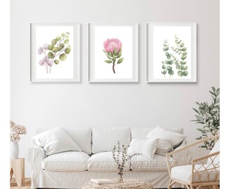 Eucalyptus Flower Print Set: Boho Botanical Wall Art (Digital Download)